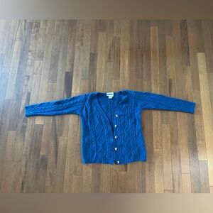 Blue Aran craft 100% merino wool cardigan